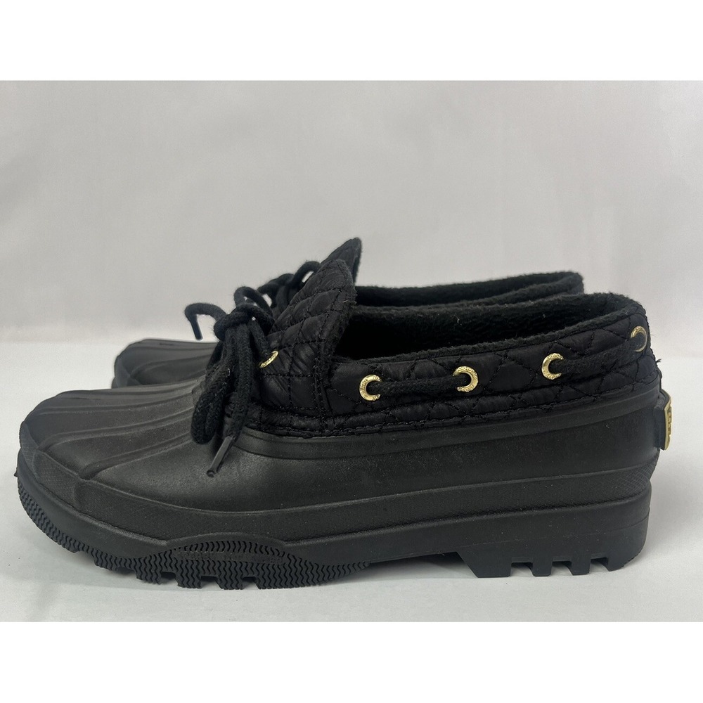 Womens Sperry Duckling Matte Black STS95272 Low Rain Boots Shoes Size 6 *NWOB*